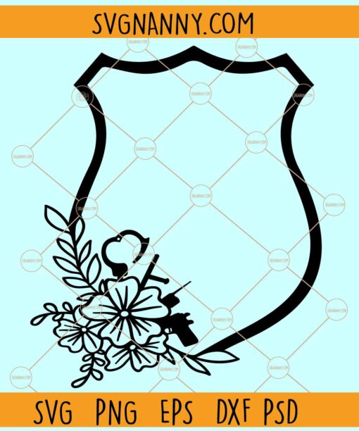 Floral police badge svg, Police Badge SVG, Police Officer SVG, Police SVG