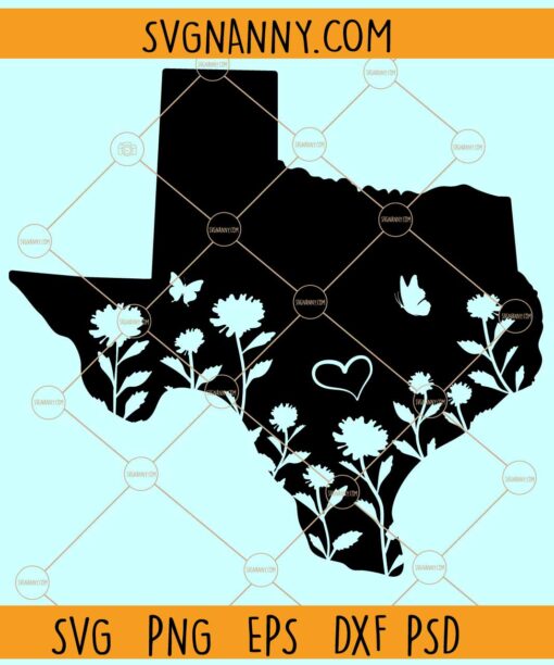 Floral texas state svg, Floral Texas SVG, Texas svg, Texas Shape SVG, Texas Clipart SVG