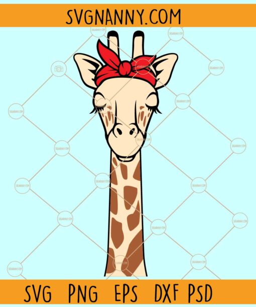Giraffe with bandana svg, Giraffe head SVG, Giraffe Peeking Face Svg, bandana svg