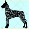 Great dane dog mandala svg, Great dane Zentangle SVG, Great dane Png