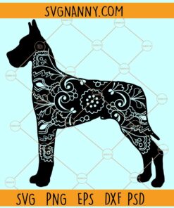 Great dane dog mandala svg, Great dane Zentangle SVG, Great dane Png