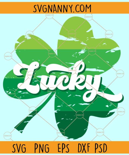 Grunge lucky leaf svg, Clover Leaf SVG, St. Patrick’s Day Svg, Lucky SVG