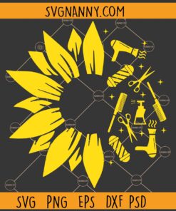 Hairdresser sunflower SVG, Hair Tools with sunflower svg, Hairstylist svg