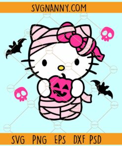 Halloween Mummy Hello Kitty SVG, Pink Mummy Hello Kitty Svg, Mummy Cat Svg