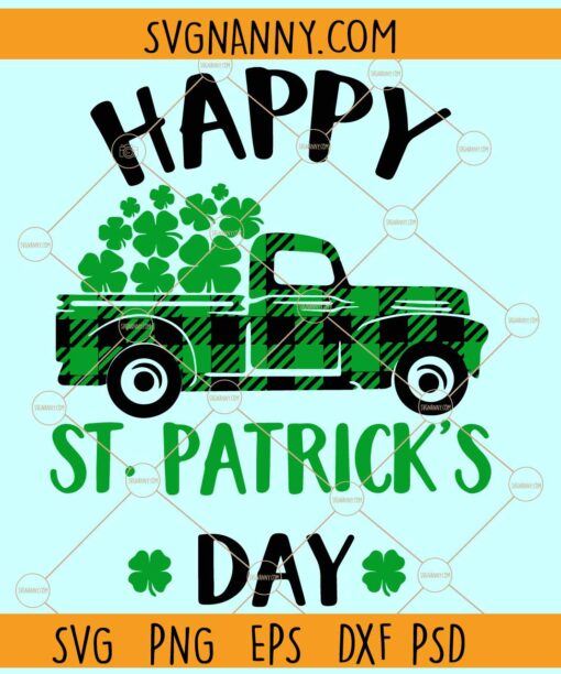 Happy St. Patrick's day truck svg, St. Patrick’s Day truck SVG, Clover svg