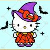 Hello Kitty Witch SVG, Witch Hello Kitty SVG, Cute Kitty Cat Witch Svg, Hello Cats Halloween Svg