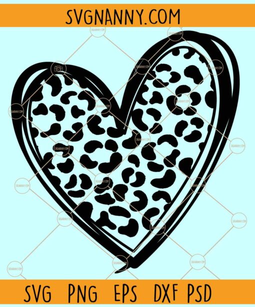 Leopard print heart svg, Heart Leopard print SVG, Heart svg, Leopard Heart SVG
