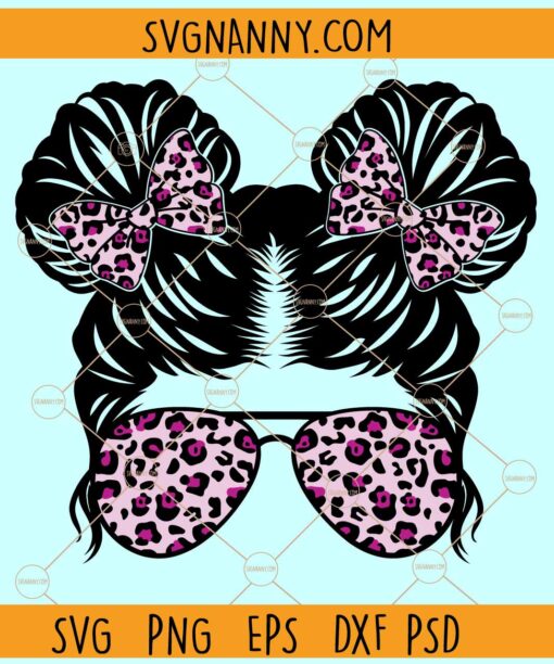 Leopard print kid life SVG, Messy bun svg, mom life svg kid life SVG, Momlife Svg