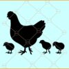 Mama hen with chics svg, Mama hen with chics silhouette svg, Farm Life svg