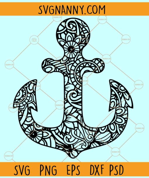 Mandala anchor svg, Anchor Mandala SVG, Anchor Zentangle SVG