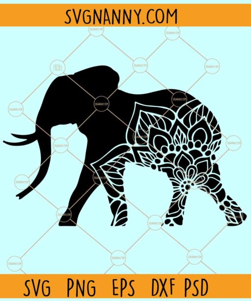 Mandala elephant SVG, Elephant SVG, Zentangle Svg, Mandala svg, Elephant svg file