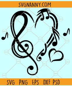 Music notes heart SVG, Heart Music Note SVG, Music lover svg