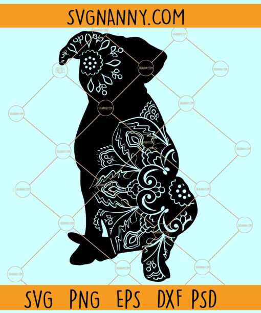 Pitbull dog mandala svg, Mandala Pit Bull SVG, Zentangle Pit Bull svg