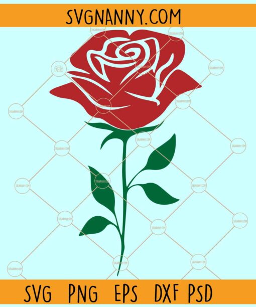 Rose stem SVG, Rose with stem svg, rose svg, rose clipart svg, rose flower svg