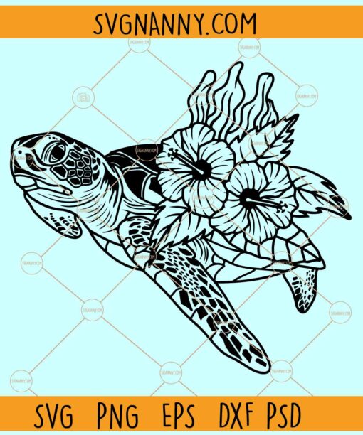 Sea Turtle with flowers SVG, Flower Turtle svg, Sea Turtle svg, Turtle svg file