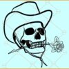 Skeleton cowboy with rose SVG, Skeleton Skull with Rose Svg, Skeleton and Rose SVG