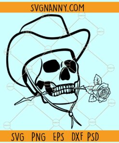 Skeleton cowboy with rose SVG, Skeleton Skull with Rose Svg, Skeleton and Rose SVG