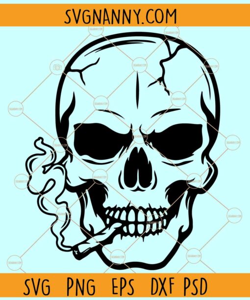 Skull smoking joint SVG, Smoking Skull Svg, Skull Stoner SVG, Smoking Weed Svg