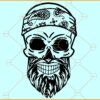 Skull with bandana SVG, Bearded Skull Svg, Man Skull Svg, Skull Bandana svg file