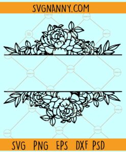 Split flower frame SVG, Split floral frame svg, floral monogram border svg, floral border svg