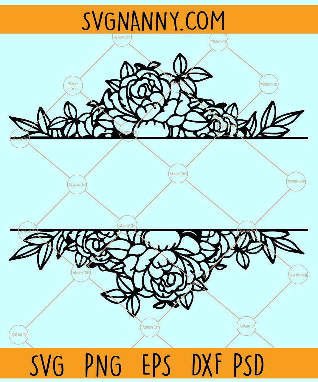 Flower Monogram Svg, Flower Split Monogram Svg, Flower Svg