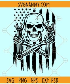 US flag mechanic skull SVG, USA Flag SVG, Skull Mechanic Svg, Mechanic Logo Svg