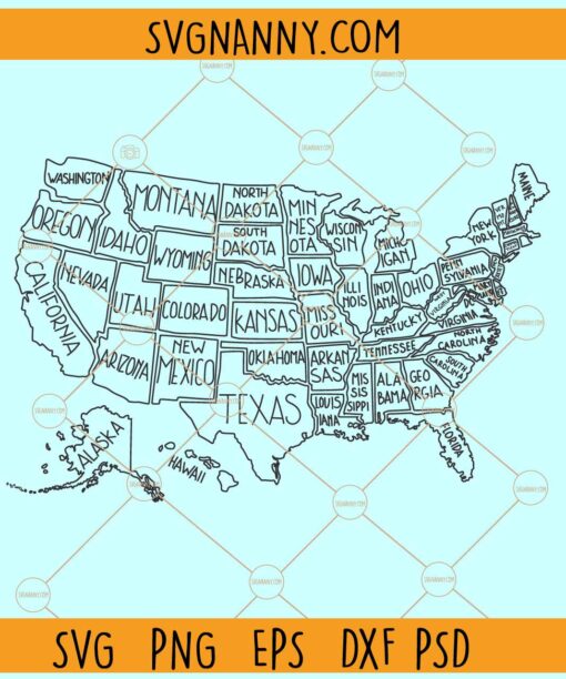 USA  Map svg, United States SVG, USA Map SVG Files, American States SVG