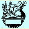 Wood worker nameframe SVG, Carpenter Svg, construction svg, woodworking svg, tools monogram split name frame svg