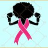 Afro woman boxer Cancer ribbon SVG, Breast Cancer Awareness Month SVG, Fight Cancer SVG