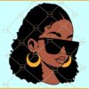 Afro woman with sunglasses and earrings SVG, Black woman svg, Afro Woman svg
