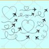 Airplane path bundle SVG, Plane route SVG, Travel svg, Love travel, vacation trip SVG