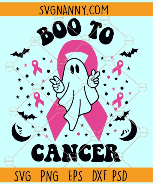Boo to cancer SVG, Cancer Ribbon SVG, Cancer Awareness Month Svg, Breast Cancer SVG