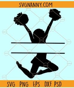 Cheerleader monogram SVG, Cheerleader Silhouette SVG, Cheerleader Split Name Frame SVG