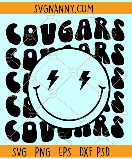 Cougars smiley face SVG, Cougars Football SVG, Cougars Mascot SVG, Football SVG
