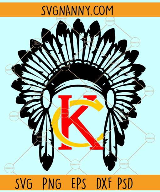 Kansas City head dress SVG, Kansas City Chiefs SVG, KC Chiefs T-shirt SVG, KC football svg