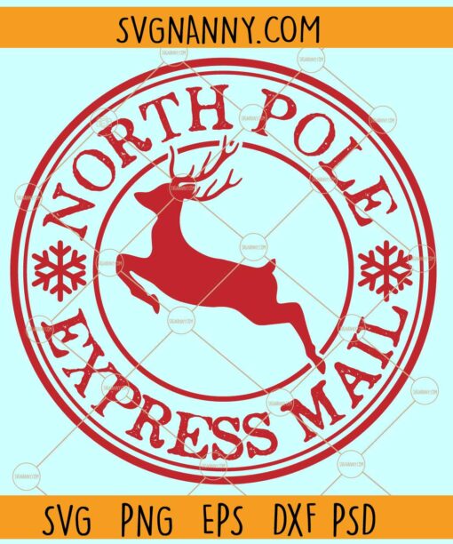 North Pole Express Mail SVG, Santa Mail Svg, Christmas Sign Svg, Christmas Stamp Svg