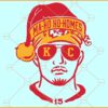 Patrick Mahomes with Christmas hat SVG, Mahomes Santa SVG, Mahomes Christmas SVG