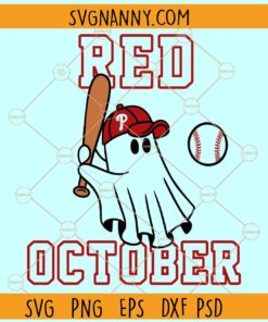 Philly Red October Ghost SVG, Red October Philly Halloween SVG, Phillies Halloween SVG
