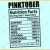 Pink October Nutrition Facts SVG, Pinktober Nutrition Facts SVG, Breast Cancer Nutrition Facts SVG