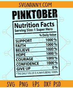 Pink October Nutrition Facts SVG, Pinktober Nutrition Facts SVG, Breast Cancer Nutrition Facts SVG