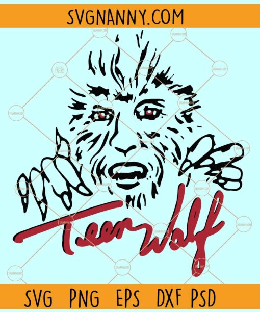 Retro Teen Wolf SVG, Eighties Werewolf Logo SVG, Scary Movie SVG