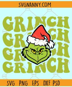 Retro wavy Grinch face SVG, Grinch Face SVG, Grinch Head SVG, Christmas Grinch SVG