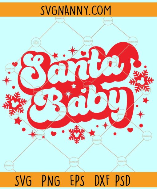Santa Baby retro SVG, Santa Baby SVG, Merry Christmas SVG, First Christmas SVG