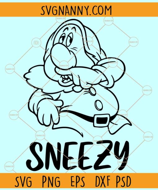 Sneezy Dwarf SVG, Snow White and the Seven Dwarfs SVG, Sneezy dwarf Clipart SVG