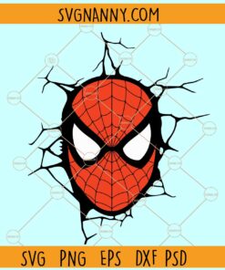 Spiderman Face Crack Svg, Spiderman face cracked wall SVG, Spiderman through wall SVG