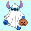 Stitch Ghost with Pumpkin SVG, Stitch Halloween Pumpkin SVG, Pumpkin Stitch SVG