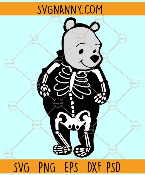 Winnie the Pooh Skeleton Halloween SVG, Winnie Pooh Halloween SVG, Pooh Halloween Svg