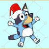 Bluey Christmas SVG, Bluey with Santa hat SVG, Bluey cartoon SVG