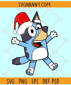 Bluey Christmas SVG, Bluey with Santa hat SVG, Bluey cartoon SVG