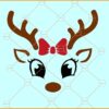 Christmas Reindeer Face SVG, girl reindeer svg, reindeer with bow SVG